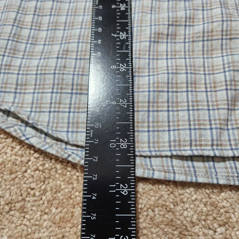 David Donahue Button Up Shirt Men 16 M/L Gray Plaid Long Sleeve Fusion